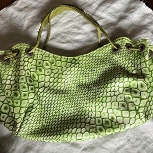 Green reptile skin bag
